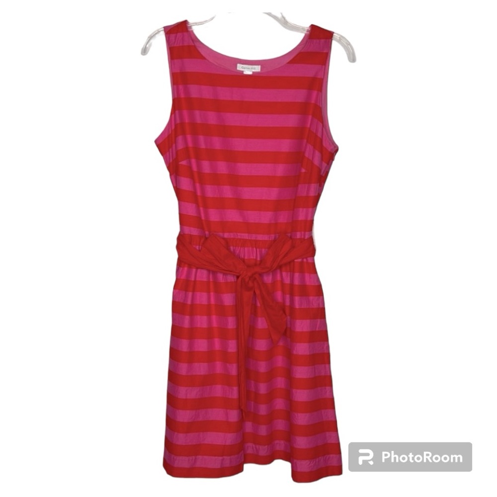 Garnet Hill Sleeveless Dress in Pink and Red Stripes Size 10